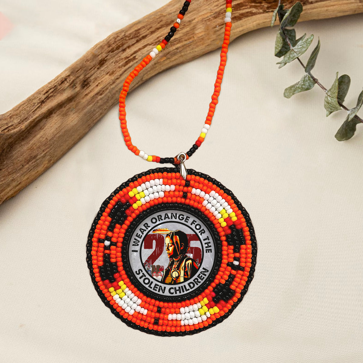 copy-of-mmiw-no-more-stolen-sister-sunburst-handmade-beaded-wire-necklace-pendant-wcs-v001 - product image