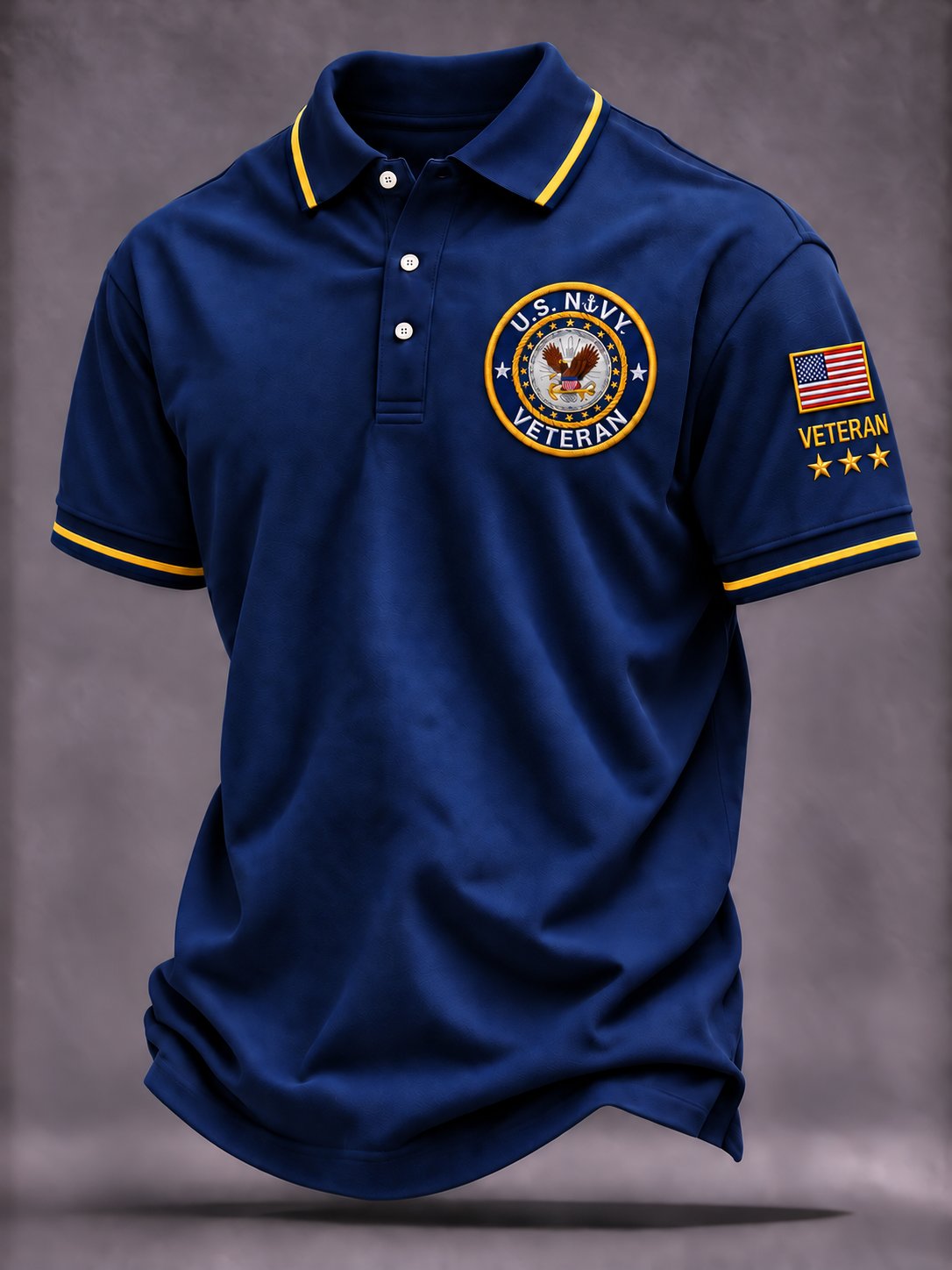 Men's Casual Veteran Pride Print Polo Shirt