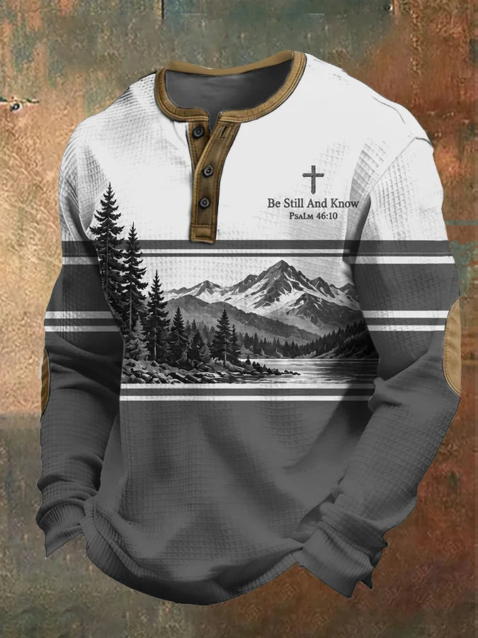 Men's Be Still And Know Psalm 46:10 Printed Waffle-Knit Top