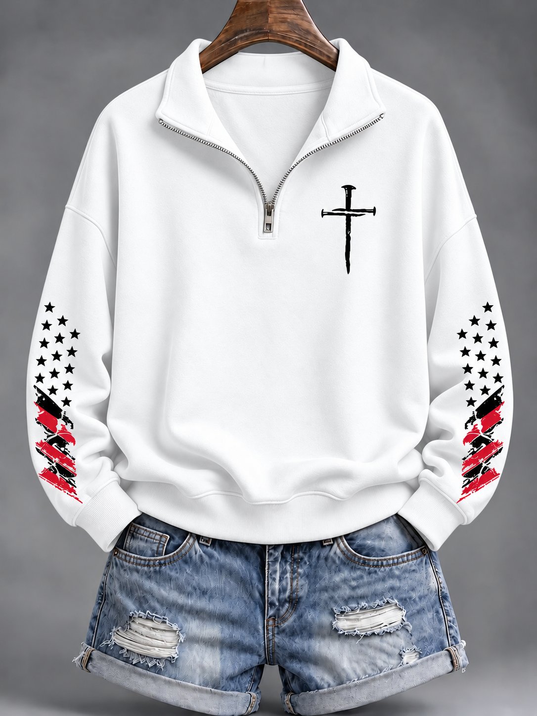 Women's Faith Cross Casual Half-Zip Sweatshirt