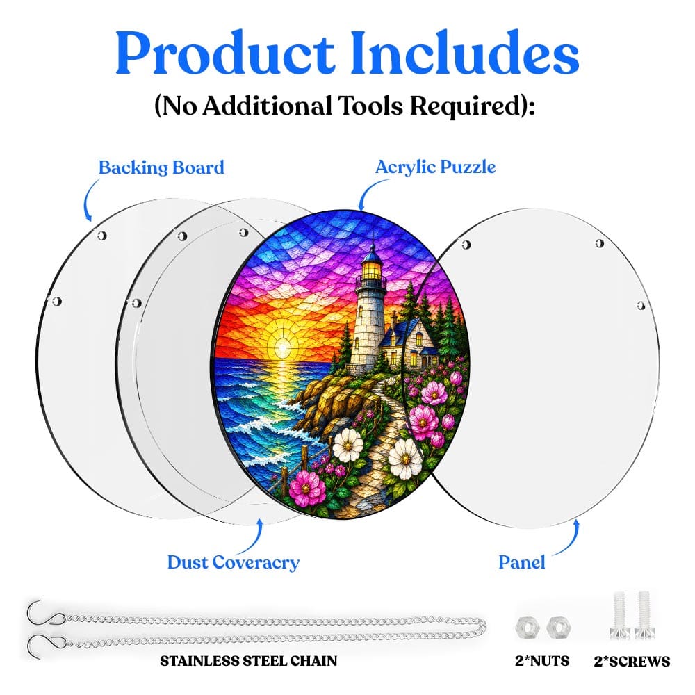 Acrylic Jigsaw Puzzle Suncatcher - Coastal Lighthouse