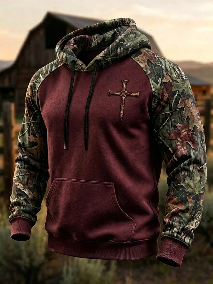 Men's Western Faith Print Camouflage Print Hoodie