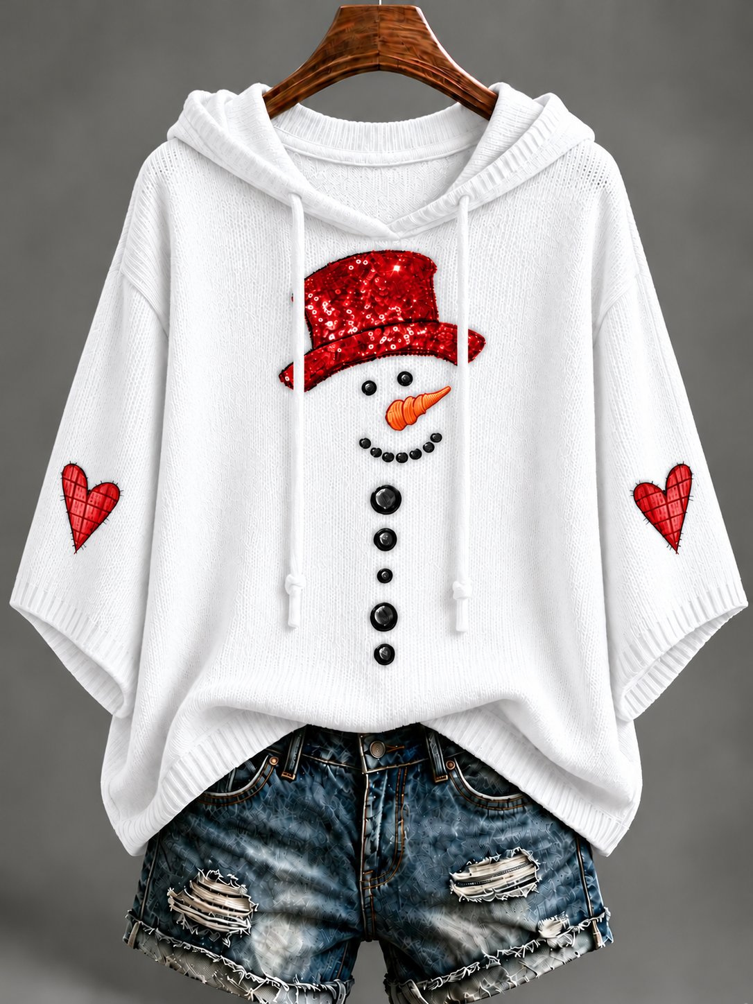 Women's Christmas Snowman-Print Knit Top