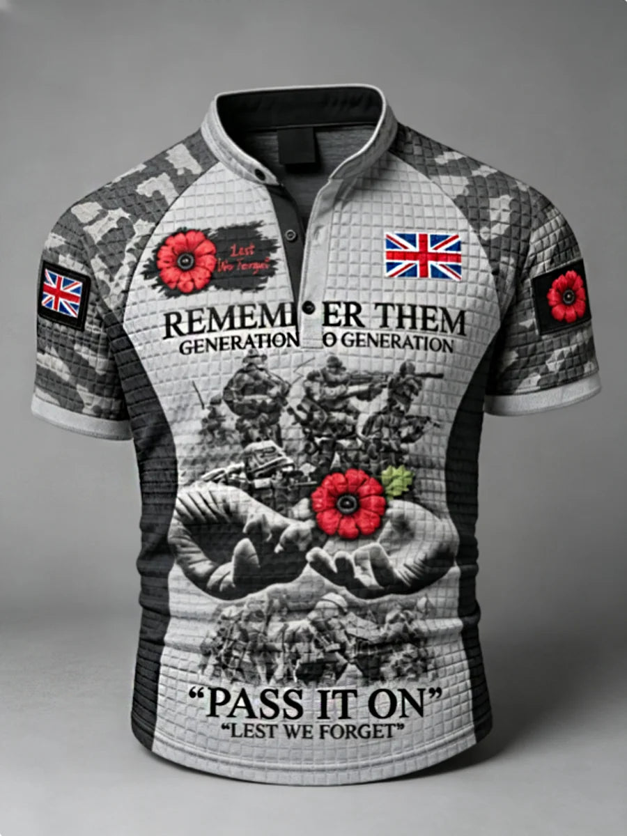 Men's Remembrance Day Lest We Forget Short-Sleeve Polo Shirt