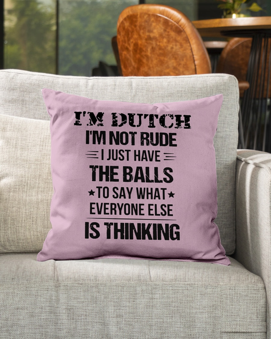 I'M NOT RUDE I'M DUTCH - Indoor Pillow - 16” x 16” - Classic Pink - aos-decorative-pillow-lifestyle-front-04