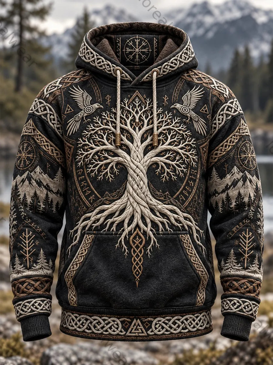 Men's Viking Oversized Drop-Shoulder Hoodie With Pockets