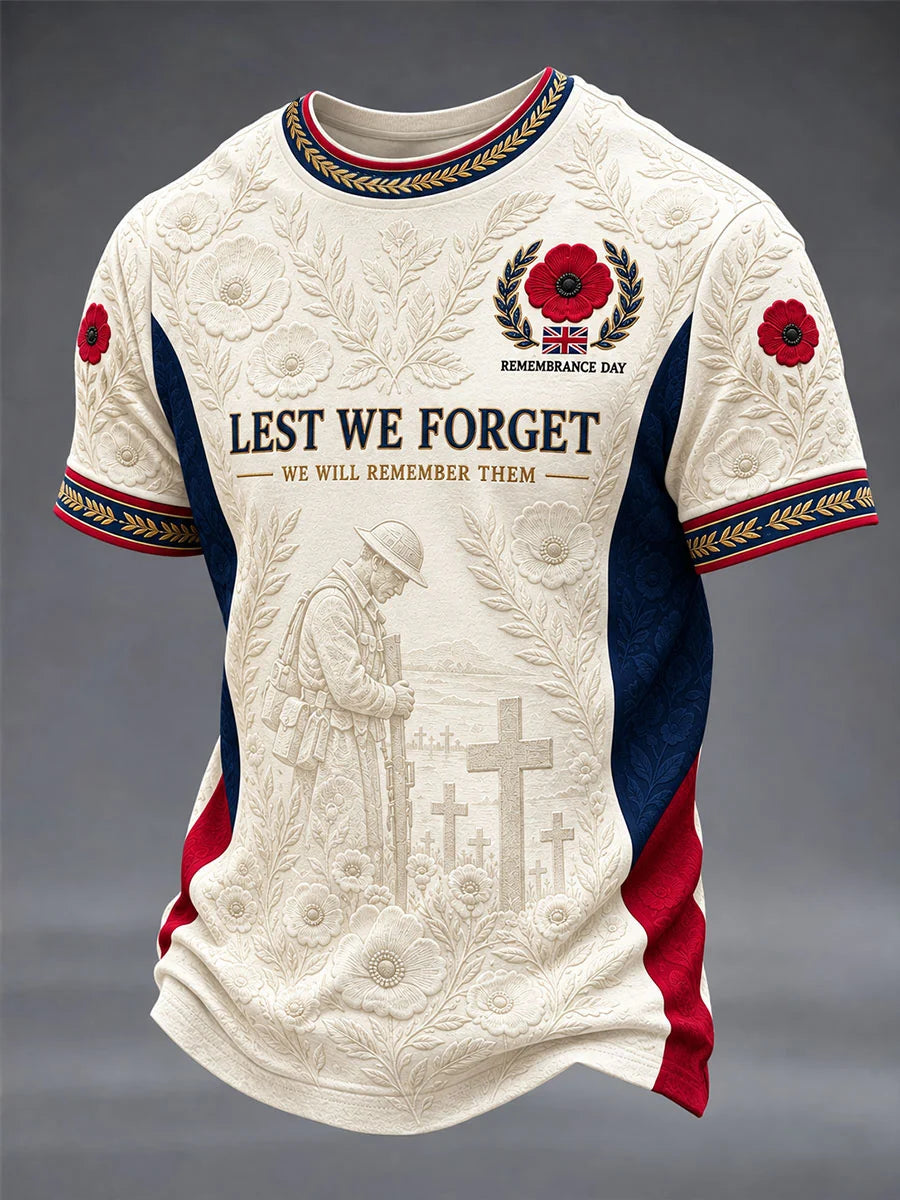Men's Lest We Forget Print Short Sleeves T-shirt