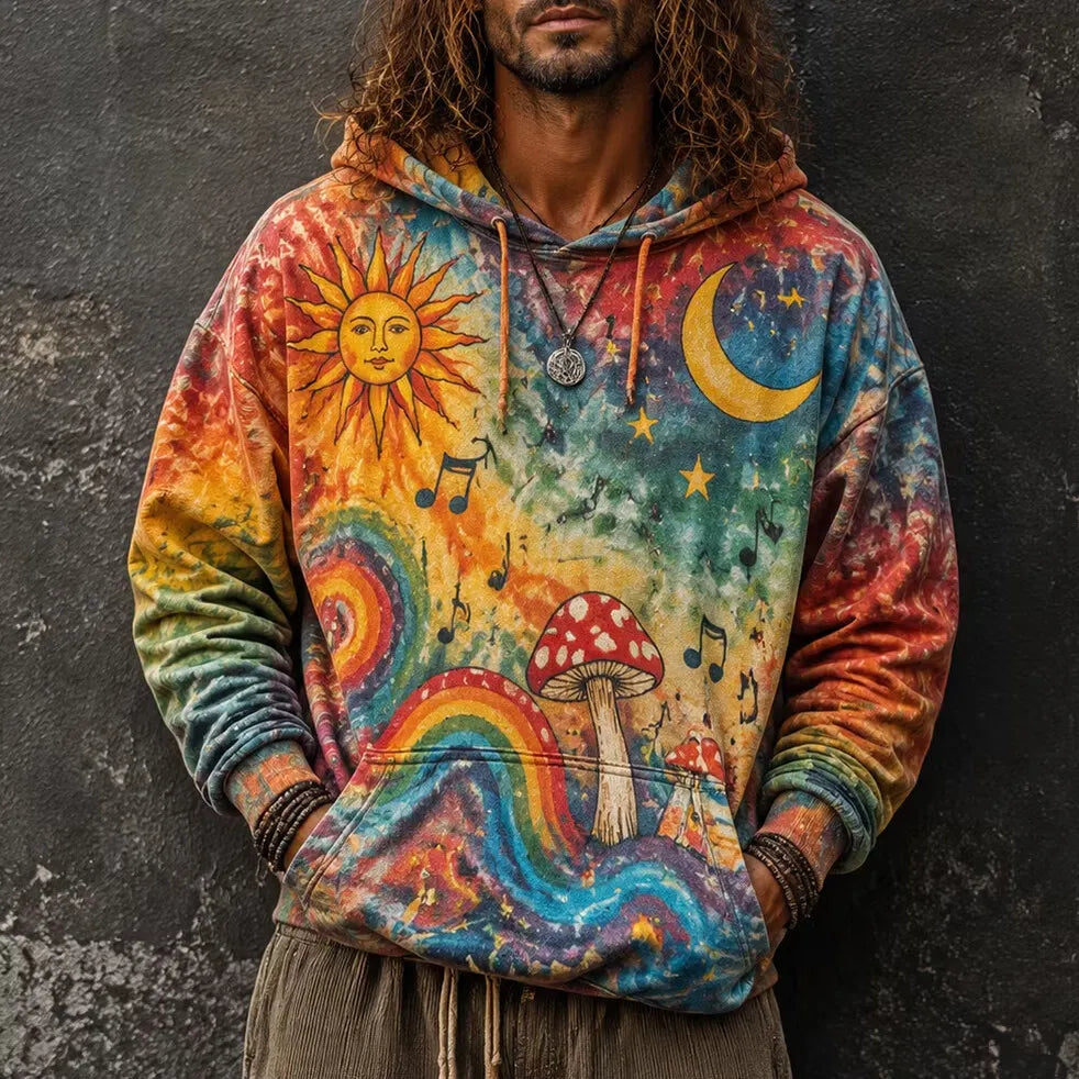 Men's Hippie Tie-Dye Mixed Print Hoodies