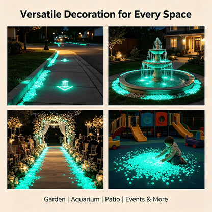 Solar Glow In Dark Garden Stones Outdoor Decor Pebbles