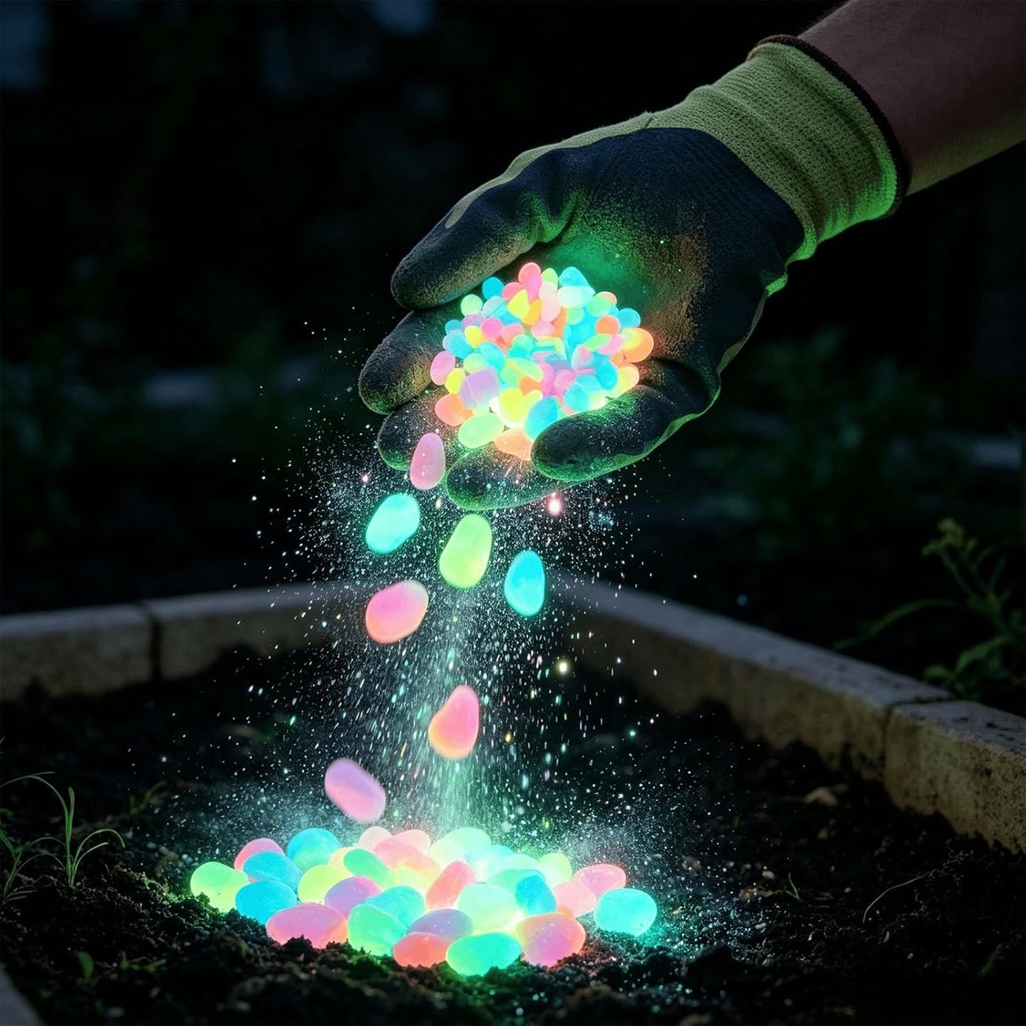 Solar Glow In Dark Garden Stones Outdoor Decor Pebbles