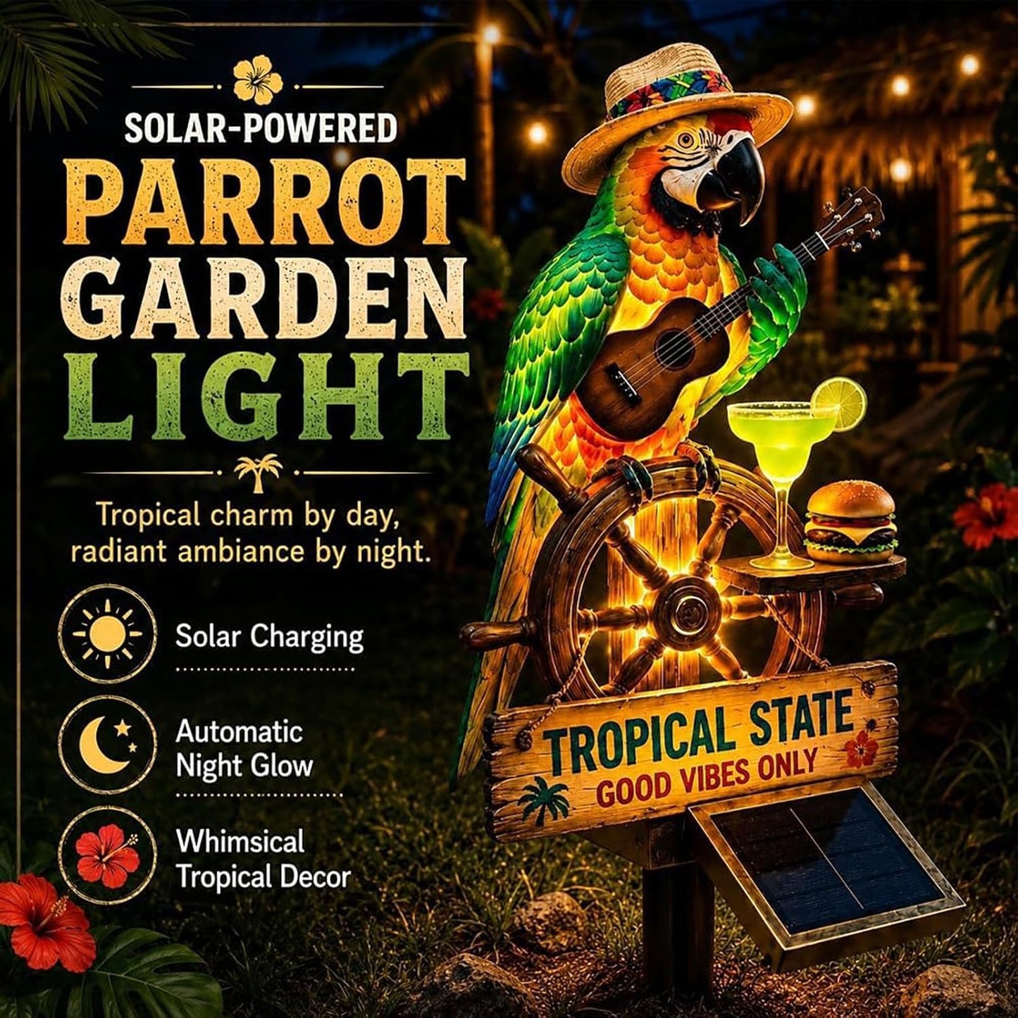 Solar-Powered Tropical Parrot Garden Light - Outdoor LED Yard Decor For Patio, Pathway & Garden