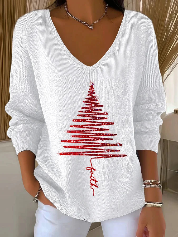 Women's Retro Alzheimer's Print V-Neck Top