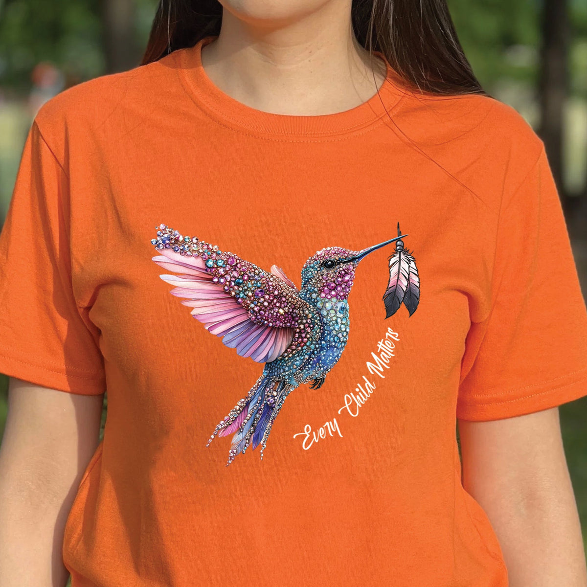 every-child-matters-hummingbird-feathered-elegance-orange-native-american-unisex - product image