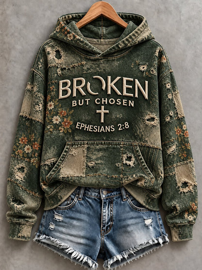 Women's Casual "Faith" Cross-Print Sweatshirt