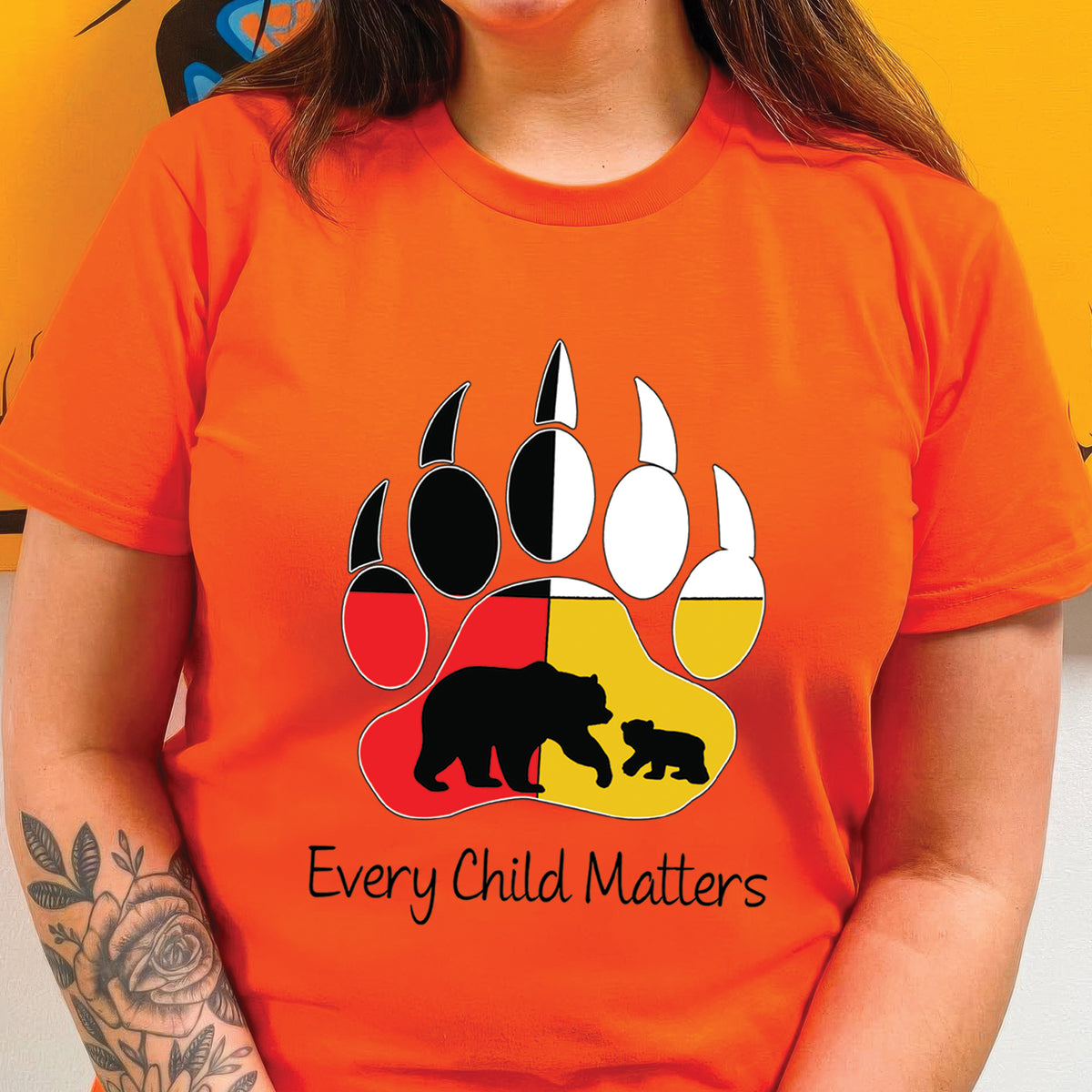 Every Child Matters Guardian Spirit Bear Paw Orange Shirt Day Native American Unisex T-shirt/Hoodie/Sweatshirt - product image