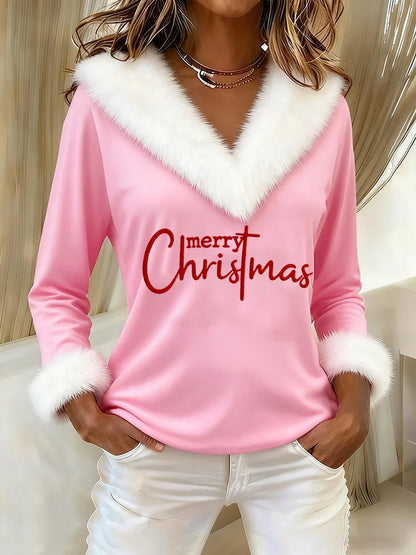 Women's Christmas Fur Collar Top