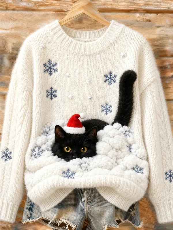 Women's Casual Animal Graphic Knit Sweater