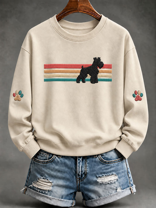 Women's Schnauzer Print Casual Sweatshirt