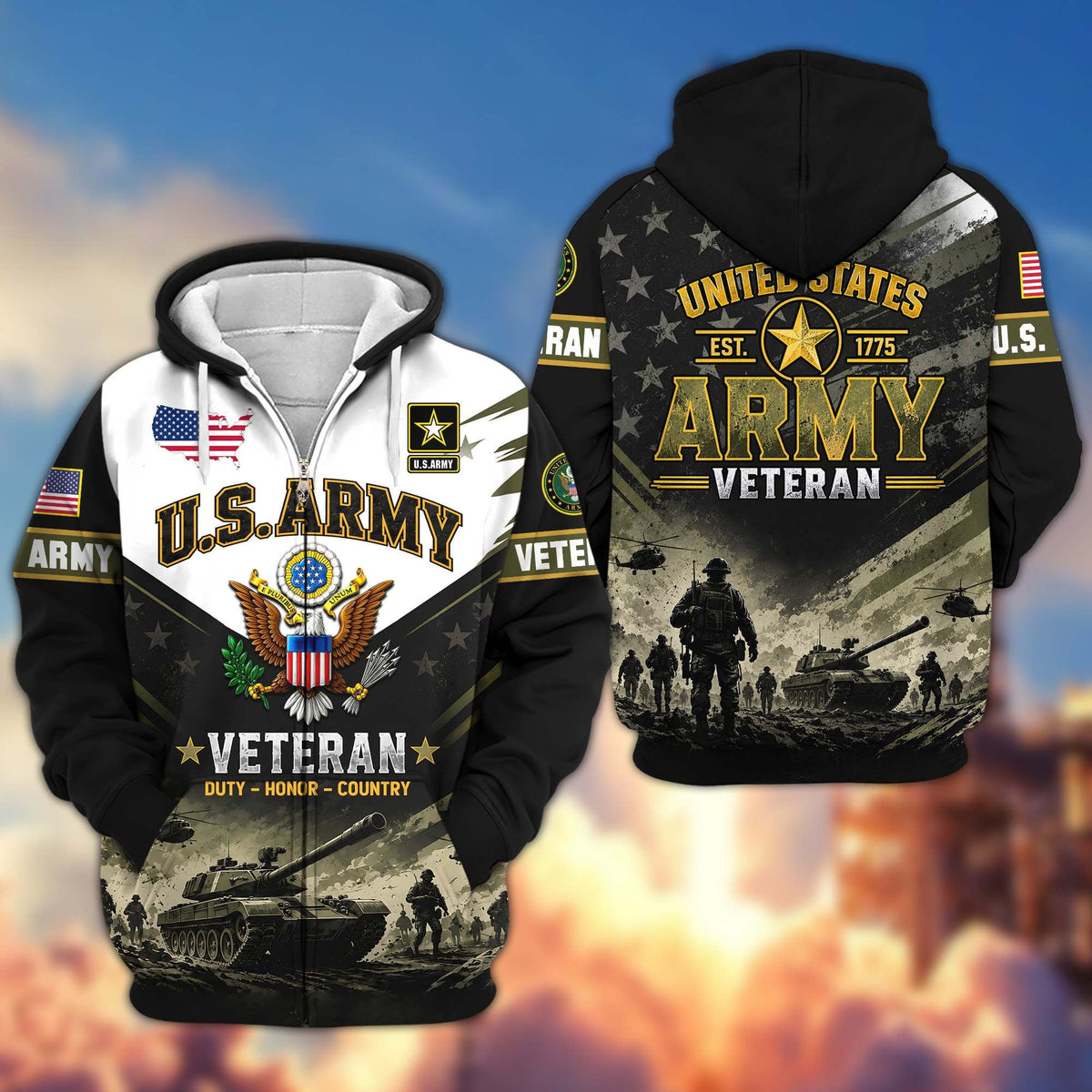 Premium US Veterans Zip Up Hoodie CPHN160912, Gifts For US Veterans, Gifts For Veterans Day.