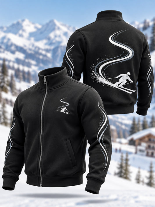 Men's Ski Lovers Ready For Ski Season Casual Zipper Sweatshirt