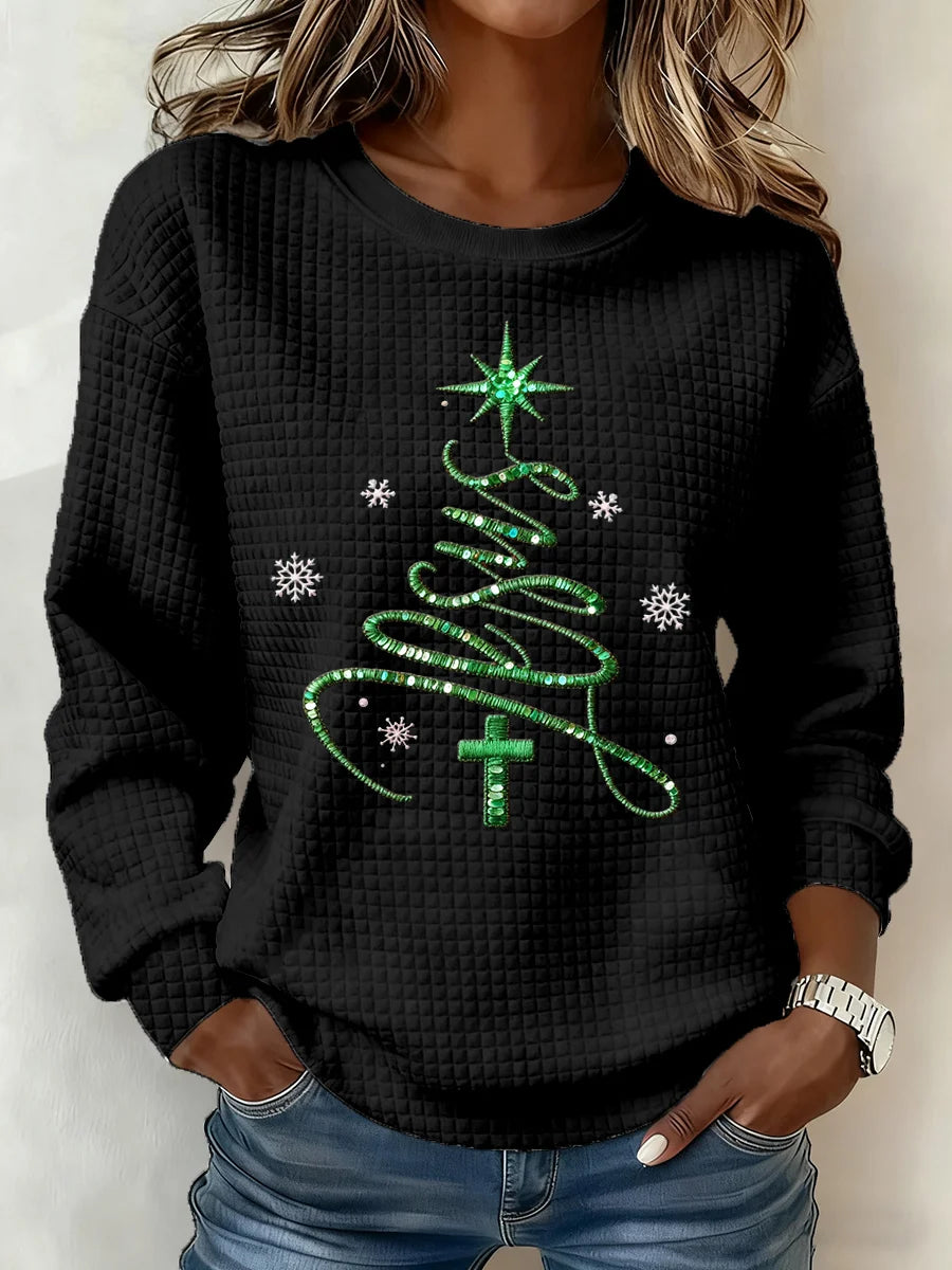 Women's Casual Retro Christmas Plaid Sweatshirt