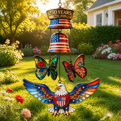 Rose & Patriotic Eagle 250th Anniversary Wind Chime