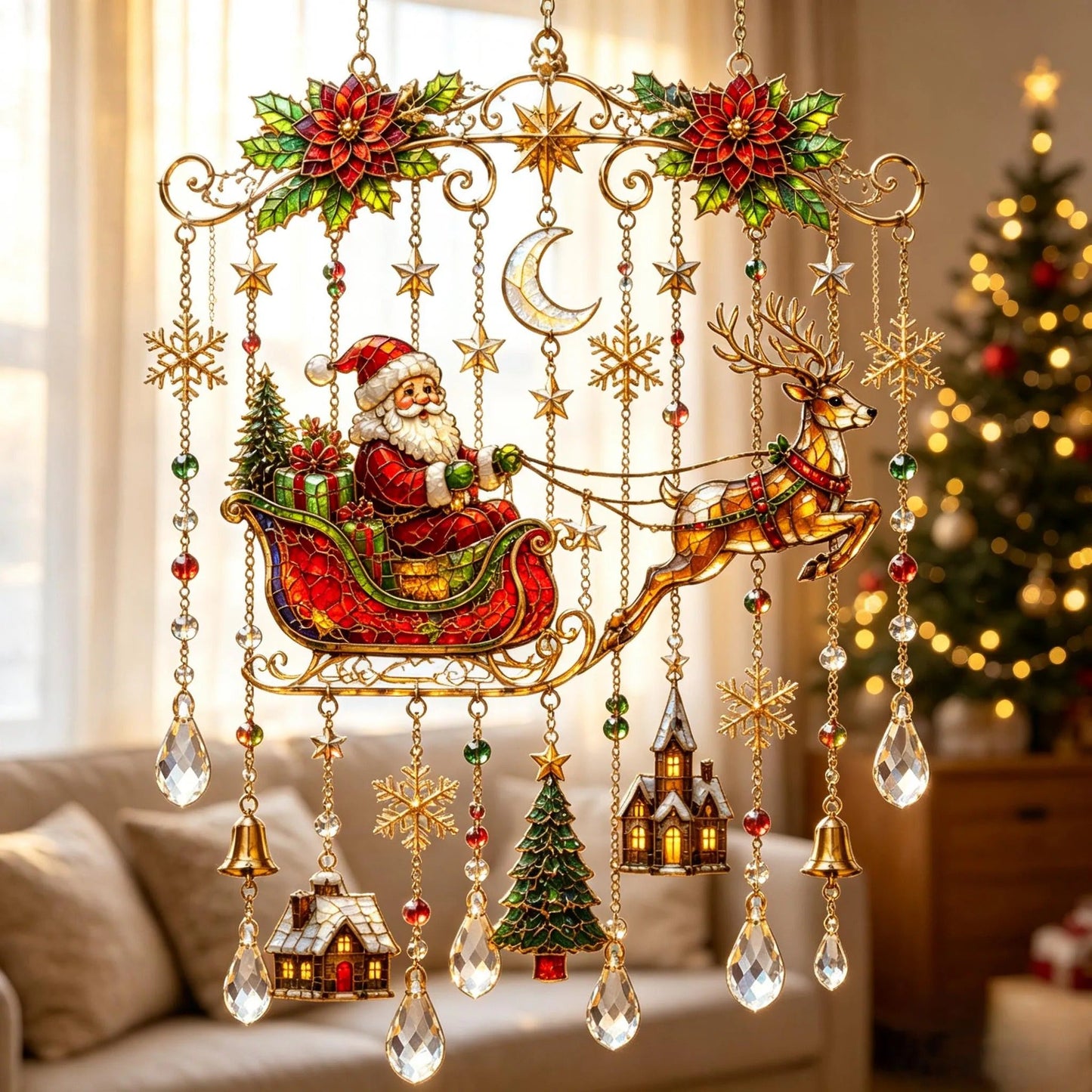 Christmas-Themed Crystal Wind Chimes