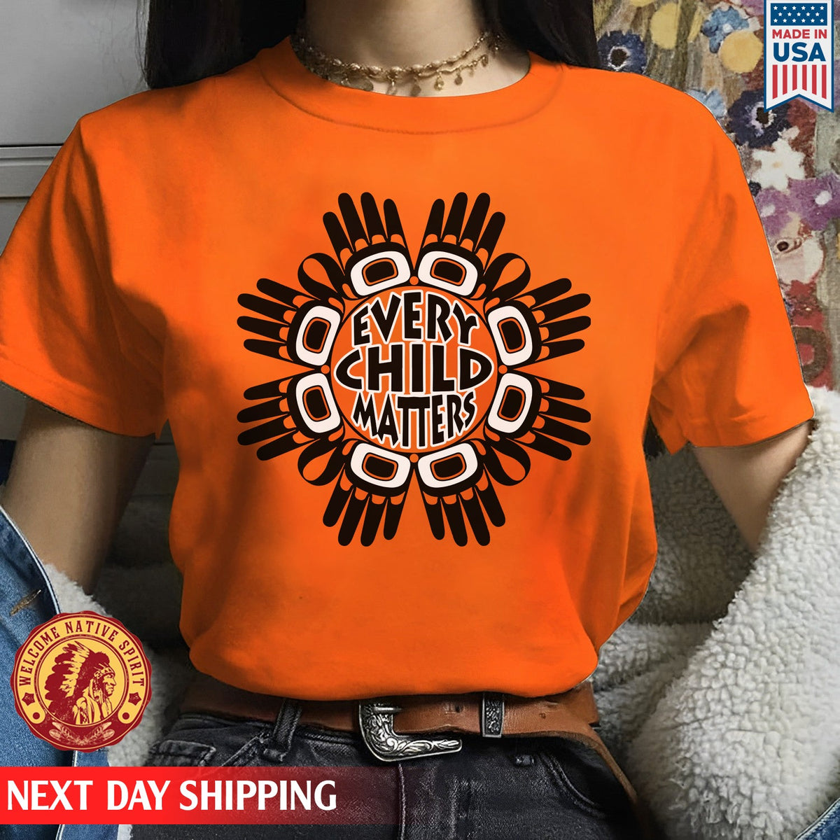 Every Child Matters Circle Hand Black For Orange Shirt Day Unisex T-shirt/Hoodie/Sweatshirt - product image