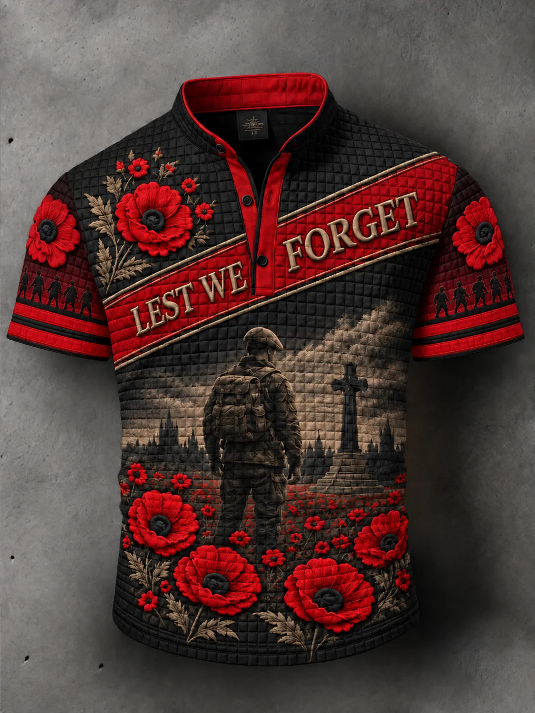 Men's Remembrance Day Lest We Forget Short-Sleeve Polo Shirt