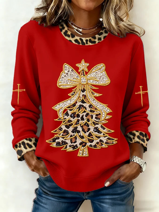 Women's Christmas Faith Print Crew Neck Sweatshirt
