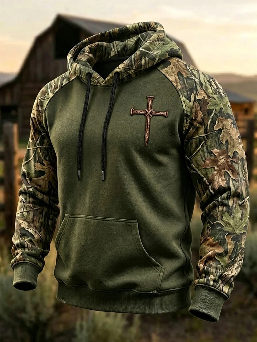Men's Western Faith Print Camouflage Print Hoodie
