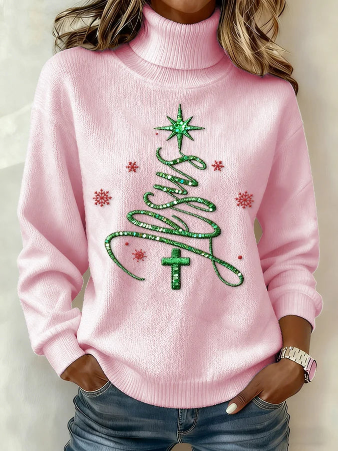 Women's Casual Fashion High-Neck Knit Top
