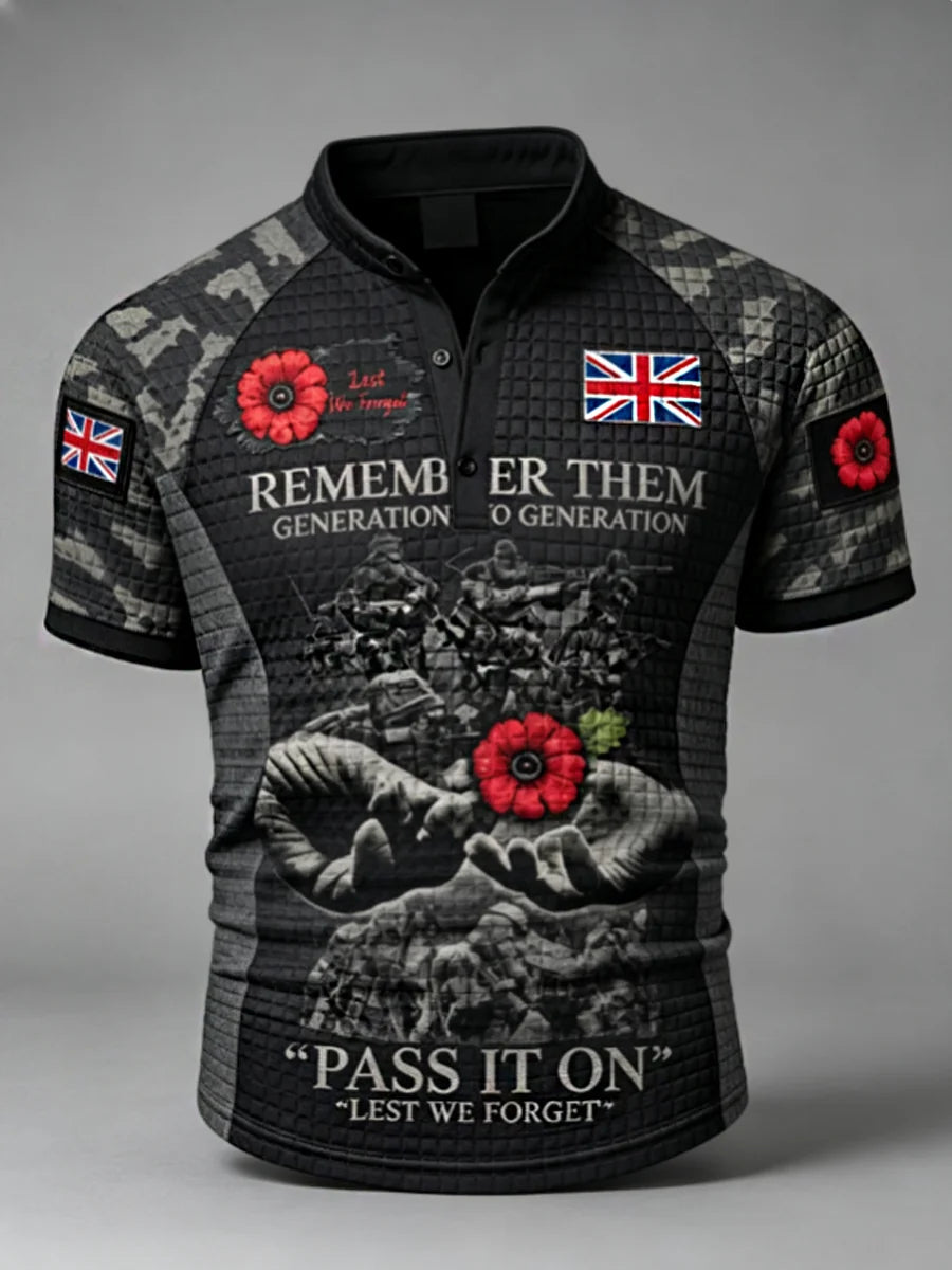 Men's Remembrance Day Lest We Forget Short-Sleeve Polo Shirt