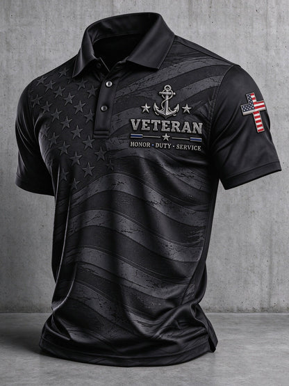 Men's Veteran Memorial Graphic Print Polo Shirt