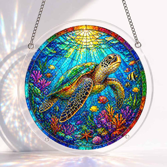 Acrylic Jigsaw Puzzle Suncatcher - Tropical Turtle