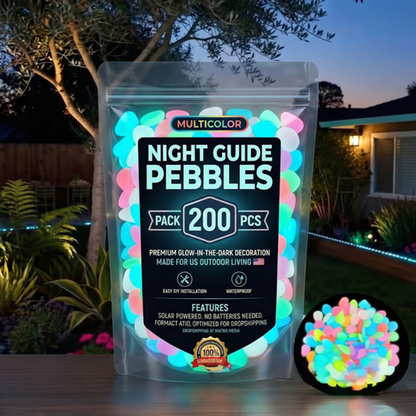 Solar Glow In Dark Garden Stones Outdoor Decor Pebbles