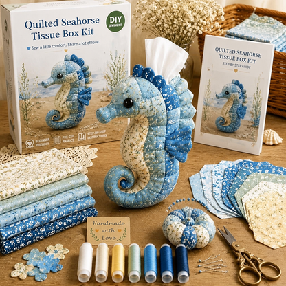 DIY Quilted Sea Animal Tissue Box Kit – Handmade Ocean Patchwork Craft