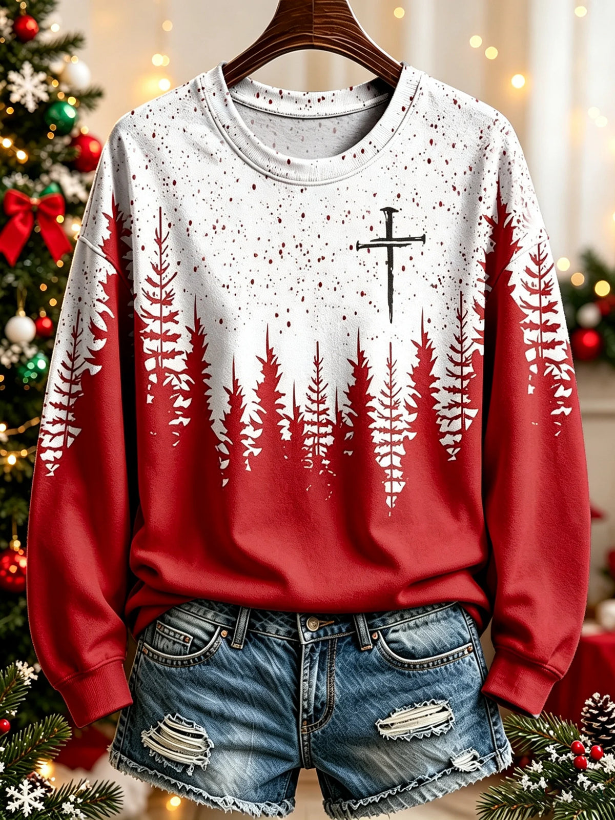 Women's Christmas Faith Print Sweatshirt