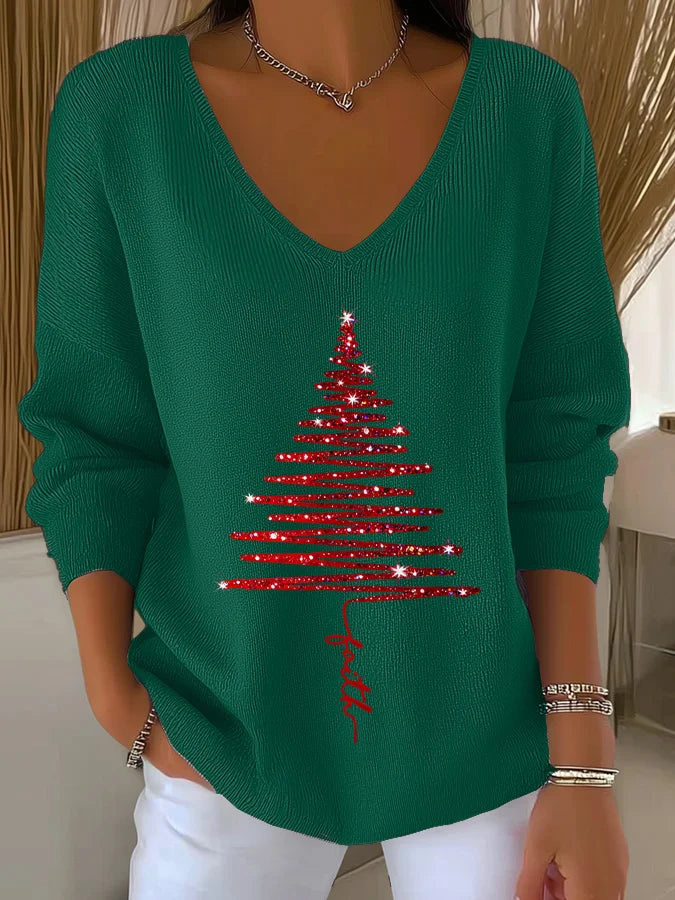 Women's Retro Alzheimer's Print V-Neck Top