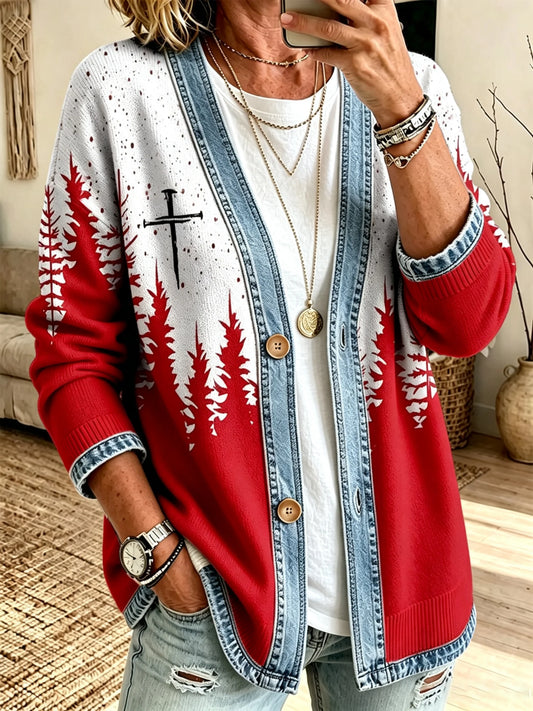 Women's Christmas Faith Print Cardigan