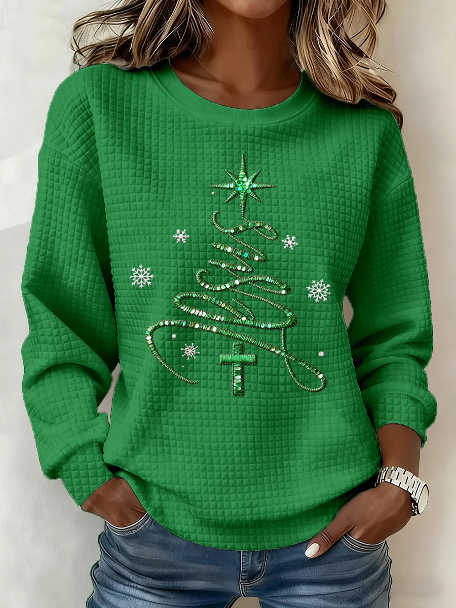 Women's Casual Retro Christmas Plaid Sweatshirt