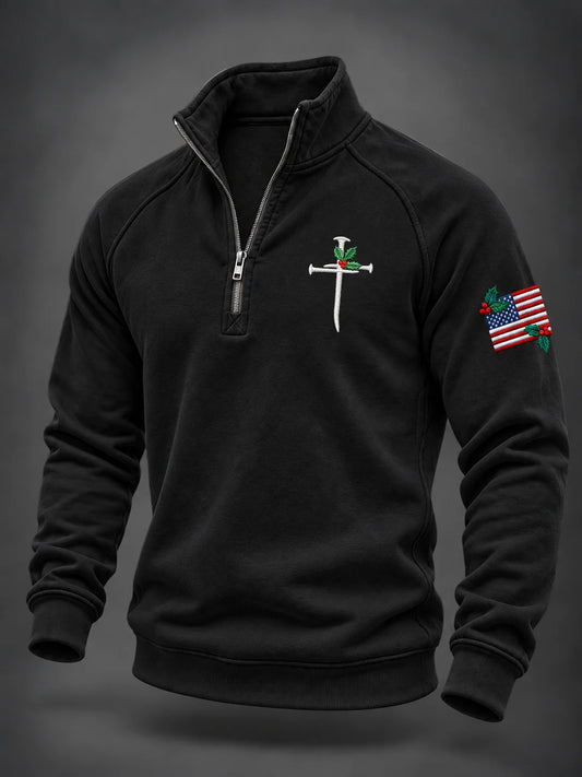 Men's Christmas Faith Stand-Collar Sweatshirt