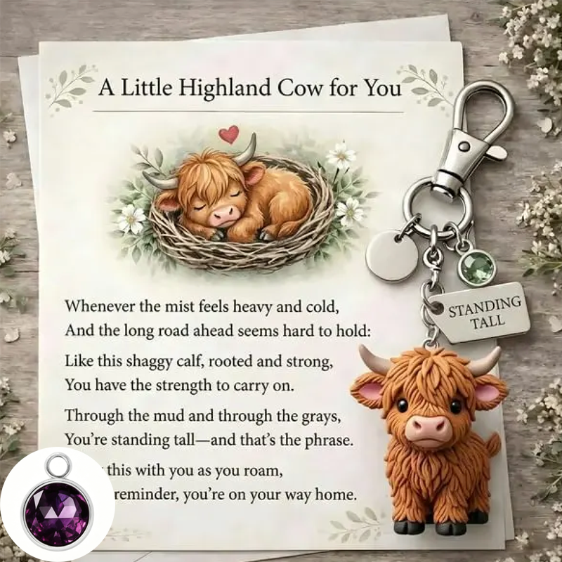 A Little Highland Cow For You Keychain: Your Daily Reminder of Quiet Strength