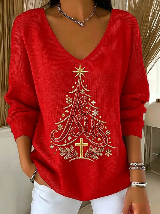 Women's Retro Christmas Print Top
