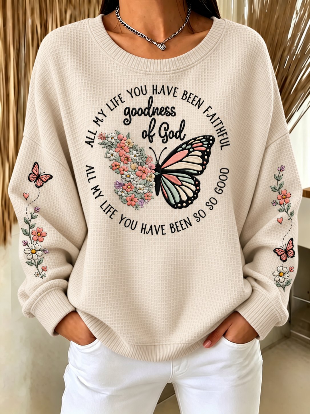 Women's Casual Slogan Print Long-Sleeved Sweatshirt