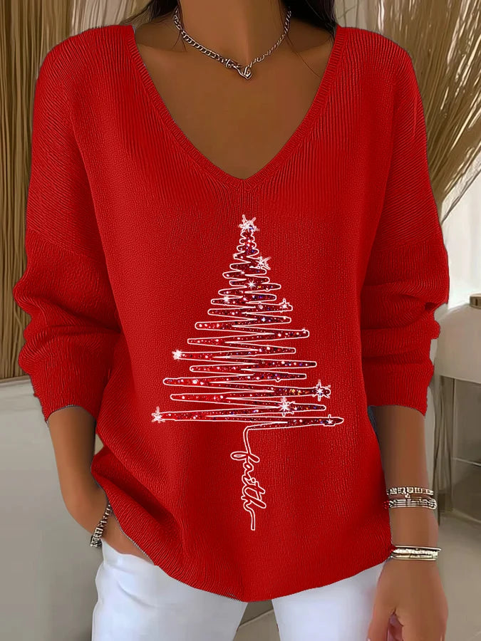 Women's Retro Alzheimer's Print V-Neck Top