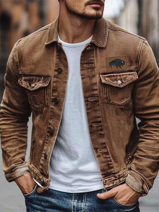 Men's Retro Western Style Long Sleeve Shirt