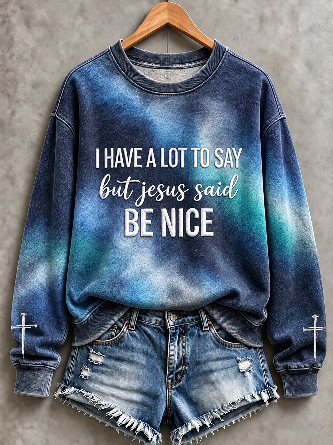 Women's I Have A Lot To Say But Jesus Said Be Nice Print Regular Sweatshirt