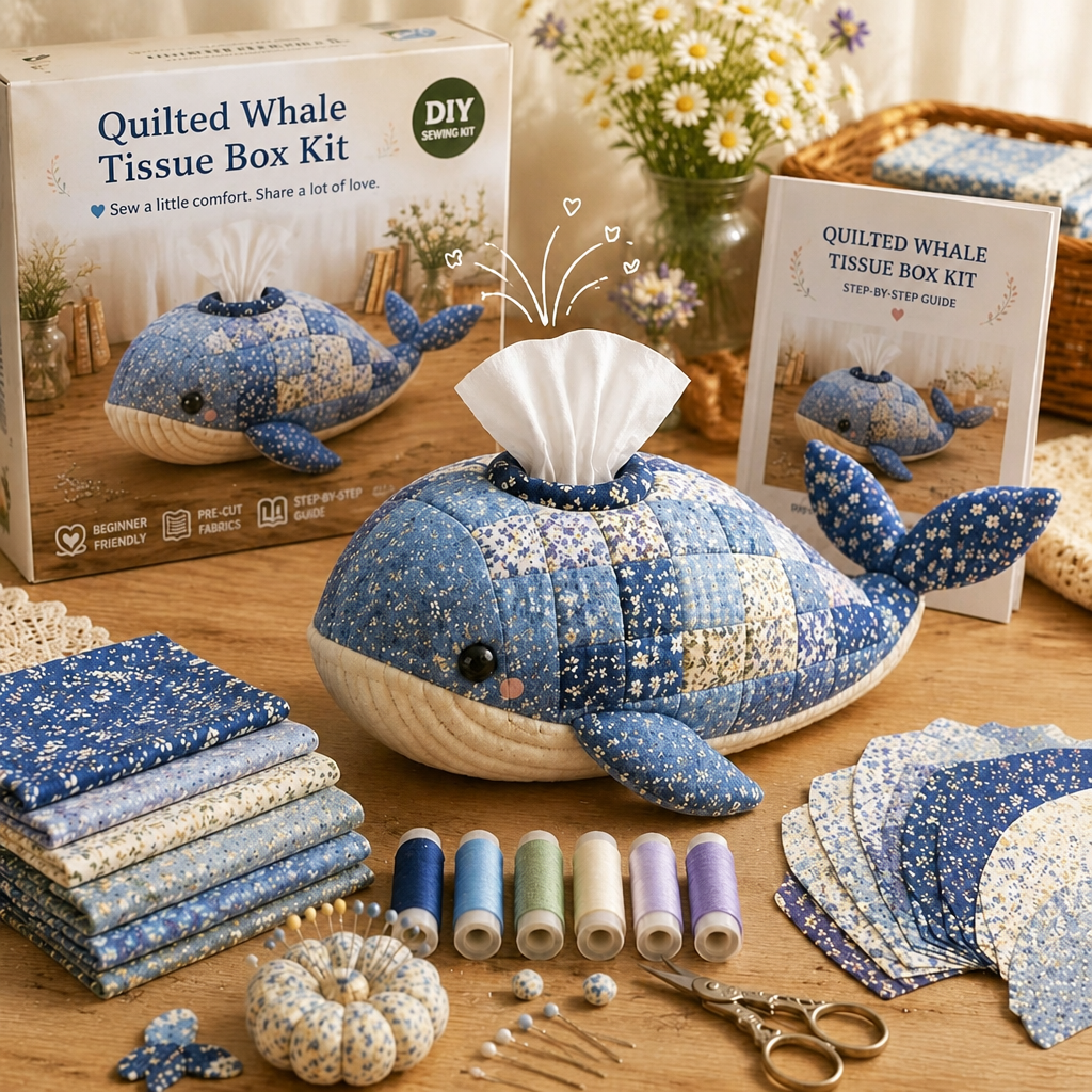 DIY Quilted Sea Animal Tissue Box Kit – Handmade Ocean Patchwork Craft
