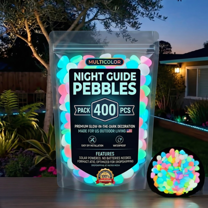 Solar Glow In Dark Garden Stones Outdoor Decor Pebbles